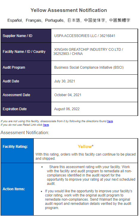 Summary of Walmart audit work