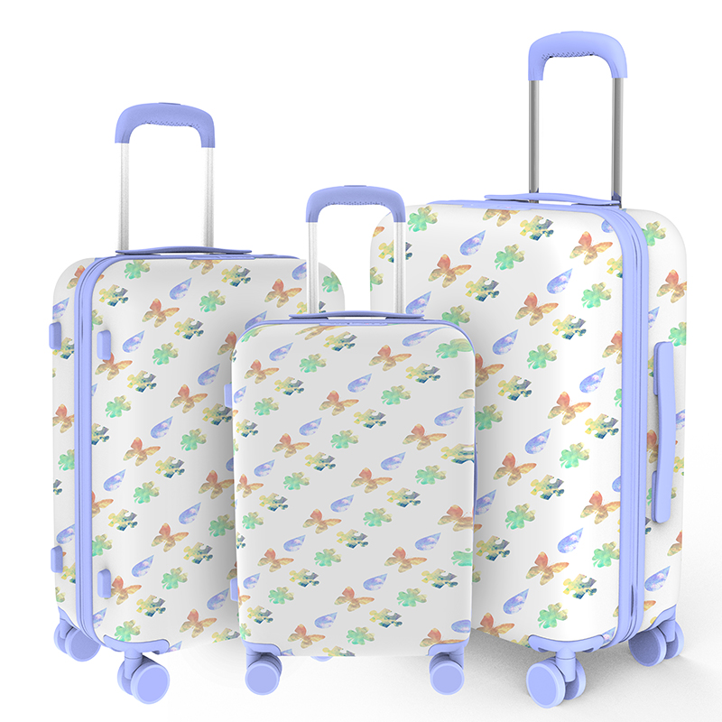 Customized Printing Designer ABS PC Koffer Hard Shell Trolley Suitcase set