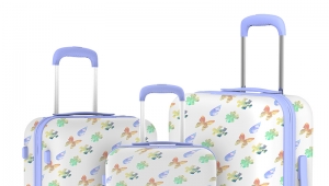 Customized Printing Designer ABS PC Koffer Hard Shell Trolley Suitcase set