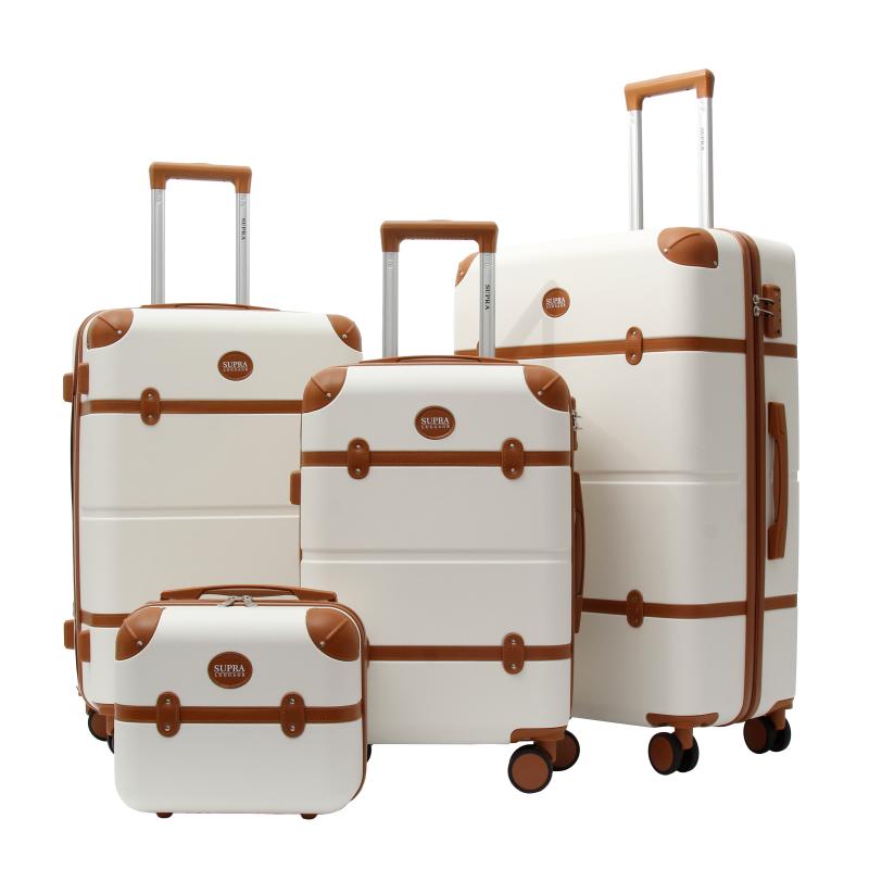 Milk khaki color luxury high-quality ABS travel trolley case set HT-S1