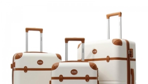 Milk khaki color luxury high-quality ABS travel trolley case set HT-S1